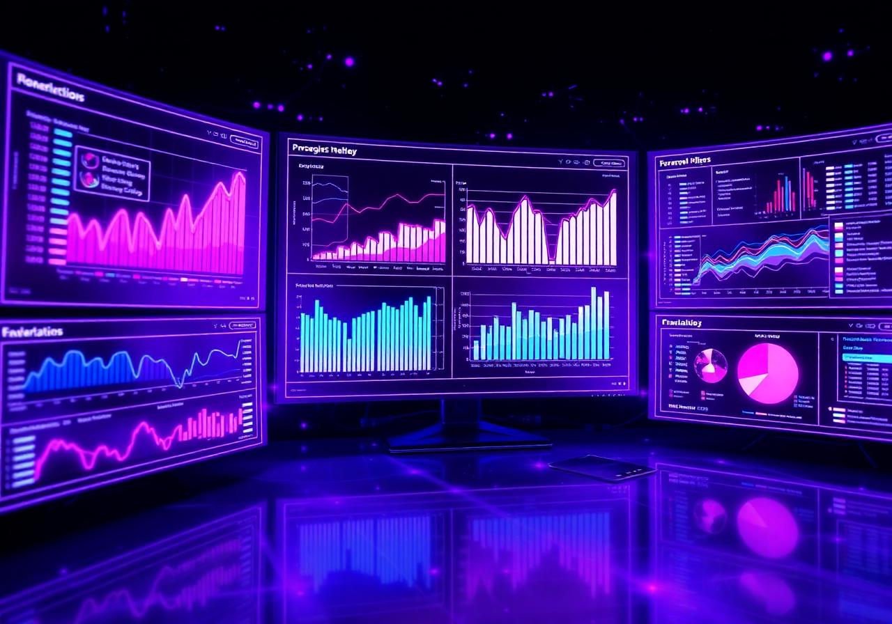 Multi-screen analytics dashboard with charts
